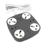 eSYSTEMS Extension Cord, 10A (6 Universal Socket) Multi Plug Point Strip Extension Board (Fire Flame Proof), (2 Meter Long Wire) (Non-USB Grey)