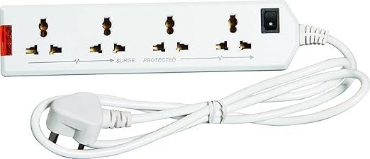 15-2.jpg MOS Havells 240V 6A Four-Way 1440W Extension Board With wire (White)- 1.5 Metre ( Surge and Spike Guard) - Image 1