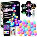 Gesto 5V Ball Shape Serial String Lights - USB Smart Music Sync Led Lights with Remote and App Control,RGB Color Changing Fairy Lights (5 Meter, 33 Led,Multicolor) .