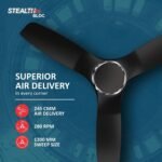Havells Stealth Air BLDC 1200mm Ceiling Fan| Upto 55% Energy Saving| Silent & Premium| 5 stars Rating| 100% Copper Motor| RF Remote, Memory Backup, Timer| (Metallic Black, Pack...