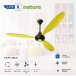 Superfan SuperX1 Natura 1200mm BLDC Ceiling fan for Home | India's 1'st BLDC fan| BEE 5 Star Rated Energy Efficient BLDC Fan| 5 Year Warranty (Mustard)