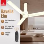 Havells 1200mm Elio BLDC Ceiling Fan | Remote Controlled, High Air Delivery Fan | 5 Star Rated, Upto 60% Energy Saving, 2+1* Year Warranty | (Pack of 1, Bianco)