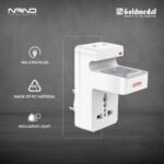 Goldmedal Nano 3 Pin Plug Travel Adaptor with Mobile Stand | LED Indicator | Multiplug for Home & Office | Supports 2-Pin & 3-Pin Plugs (Pack of 1) - White