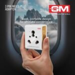GM 16AMP 3-Pin Multi Plug Adapter | Universal Travel Charger | Supports 2-Pin & 3-Pin Plugs | Multiple Charging Ports | Charge Smartphones, Laptops & Other Devices | Compact & Reliable | White GM 3050