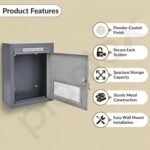 Plantex All in one Multipurpose use Box- Letter Box/Post Box for Gate Home and Office/Suggestion Box for Office use/Complaint/Donation Box with Lock Table Top or Wall Mount Pack of 1 - (Grey)