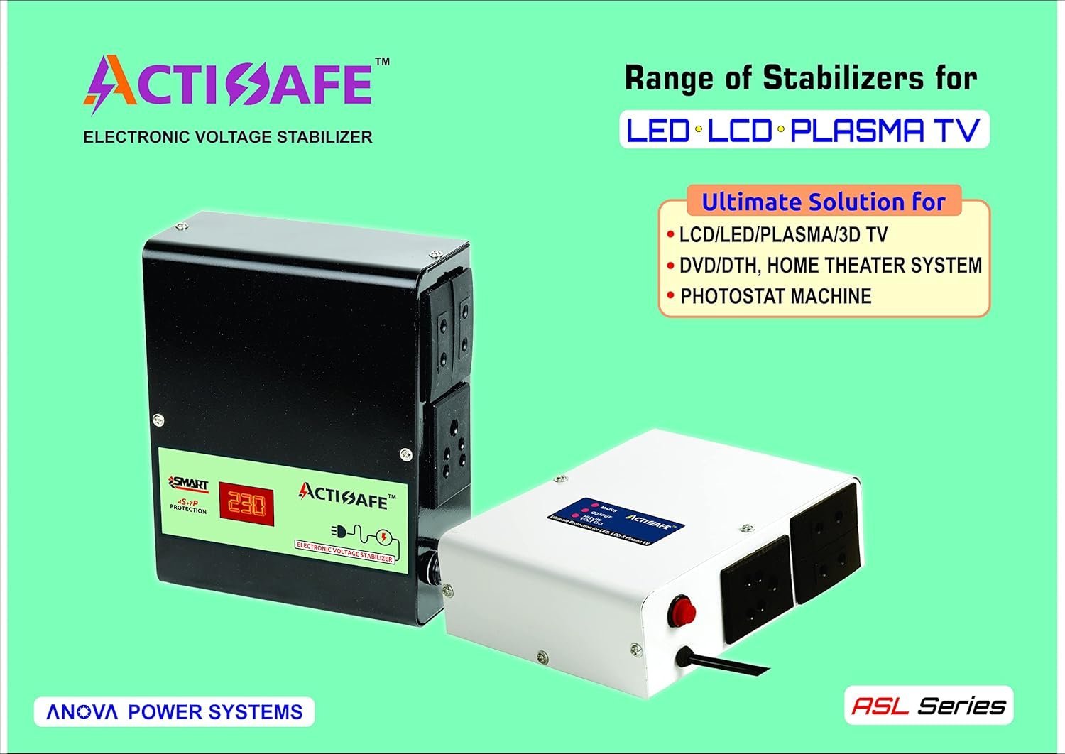 31Dxx092nRL-61.jpg ACTISAFE ASL0318 Automatic Voltage LED Display Wall/Floor Mounted Stabilizer for one LCD/LED TV up to 32 inch &DVD/DTH(Glossy White) (Working Range: 150-290Vac) - Image 1