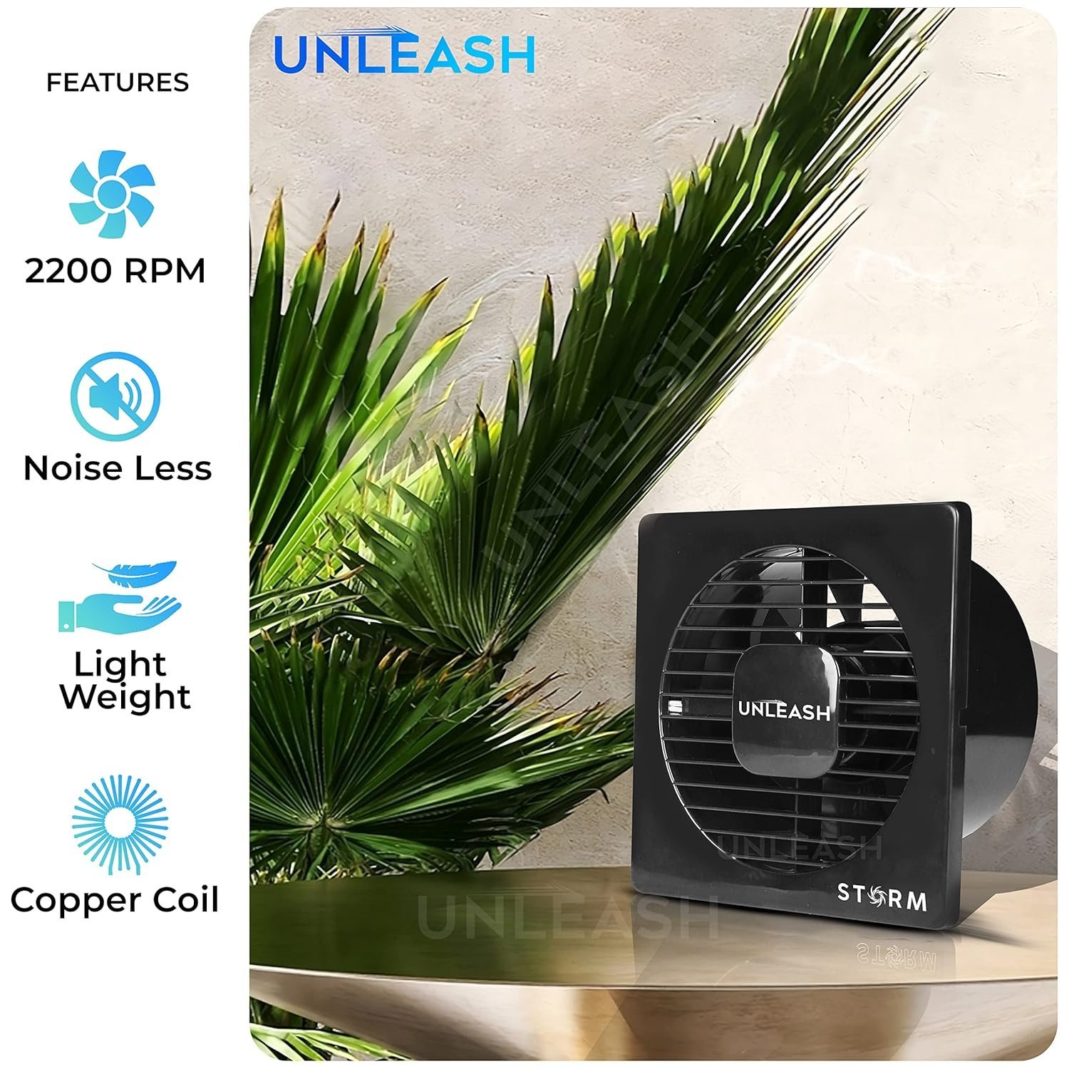 31Dxx092nRL-67.jpg Unleash Storm 6 inch(150MM) Cut Out Size 100% Copper Motor Exhaust Fan For Kitchen,Bathroom Ventilation Axial Fan, 2 years Warranty (Black) - Image 1