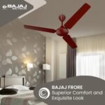 Bajaj Frore 1200 MM (48") 1 Star Rated Ceiling Fans For Home | BEE Star Rated Energy Efficient Ceiling Fan | Rust Free Coating For Long Life | High Air Delivery | 2-Yr Warranty 【Brown】