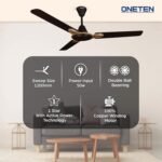 ONETEN BOUNCER Ceiling Fan | 1200mm BEE Star Rated Ceiling Fan for Home | High Speed 380RPM | Power Saver | 100% Copper Winding |