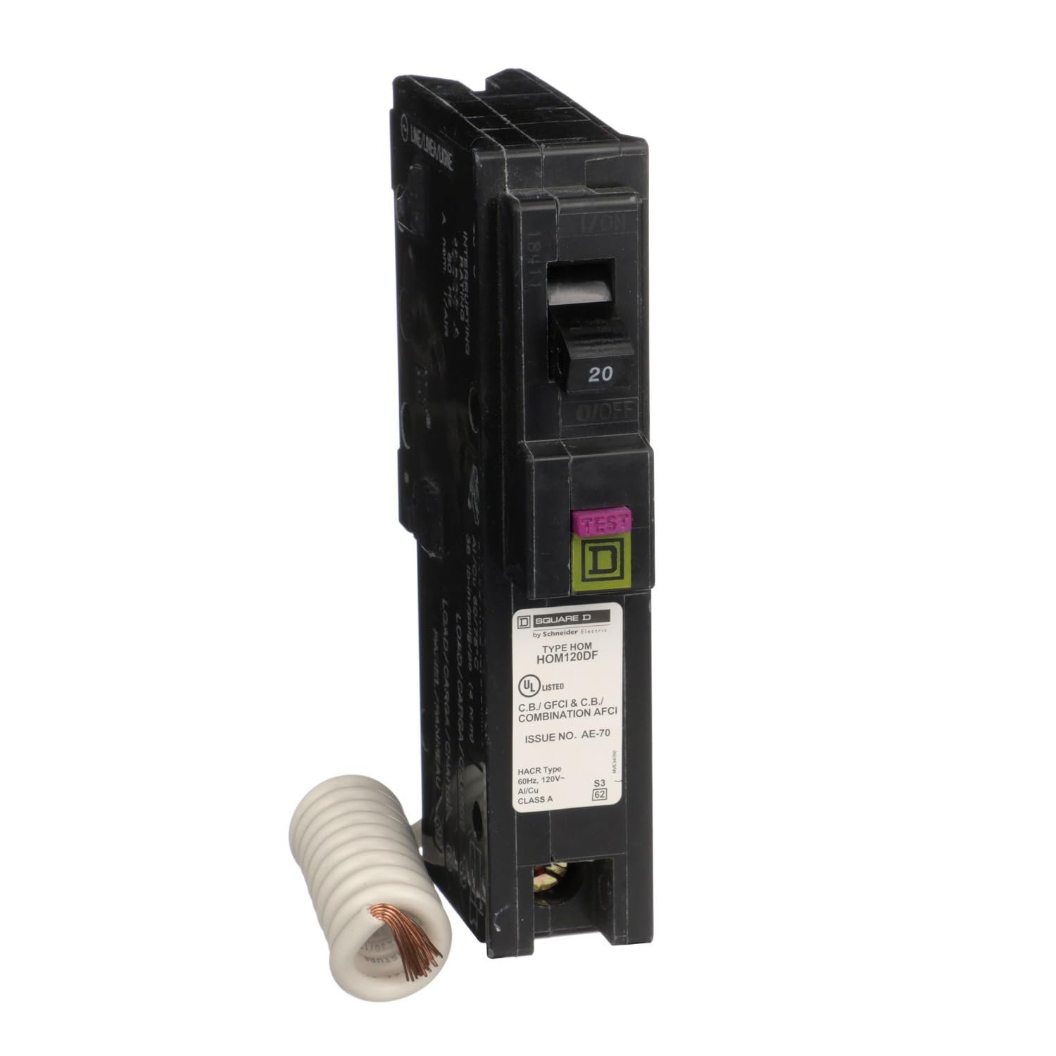 51AgYN0BFuL._SL1500_.jpg Square D by Schneider Electric HOM120DFC Homeline 20-Amp Single-Pole Dual Function Circuit Breaker, 1-Inch Format - Image 1