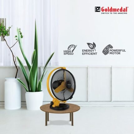 Goldmedal Tristar 225 mm Personal Fan, High Speed, Suitable For Home and Office (Black Yellow) |Pack of 4