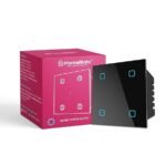 HomeMate® Wi-Fi Smart 4 Gang Touch Switch (Black, Pack of 1) | No Hub Required | Works with Alexa, Google Assistant & Siri