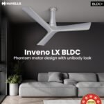 Havells Inveno LX 1200 mm BLDC Ceiling Fan|ABS Aerodyanamic Blades|Telescopic Canopy|Timer,Breeze,Sleep,MOP Modes|Reverse Feature|100% Copper Motor|Free Installation|2 Year...