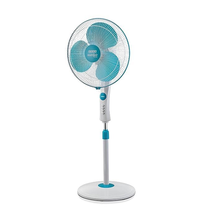 a16.jpg USHA Maxx Air Ultra 400MM Pedestal Fan (Light Blue) - Aerodynamically Designed Blades, 70 CFM, 1350 RPM, Tabletop, Indoor Use - Image 1