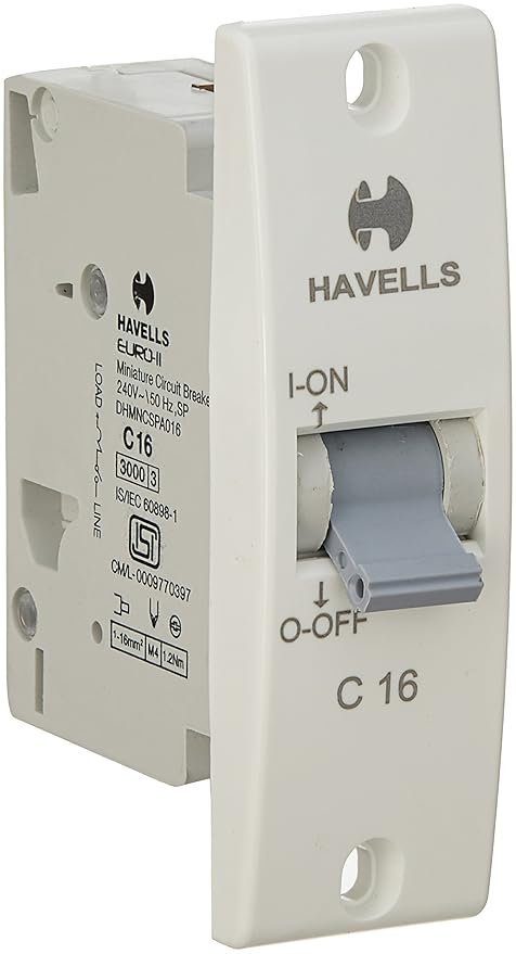 a44.jpg Havells DHMNCSPA016 PVC Plastic 16A SP C Mini MCB (White) - Image 1