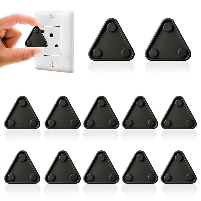 a50.jpg Novo Baby 12-Piece Baby Safety Electric Socket Plug Guards | Baby Proofing Switch Board Cover for Kids Safety with Easy Removal Pin (Pack of 12, Black) - Image 1