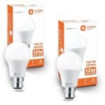 Orient Electric 12W High Glow LED bulb| 180-degree wide beam angle| Voltage surge protection up to 4 kV| 6500K, Cool White| B22d base| Made in India| Pack of 2